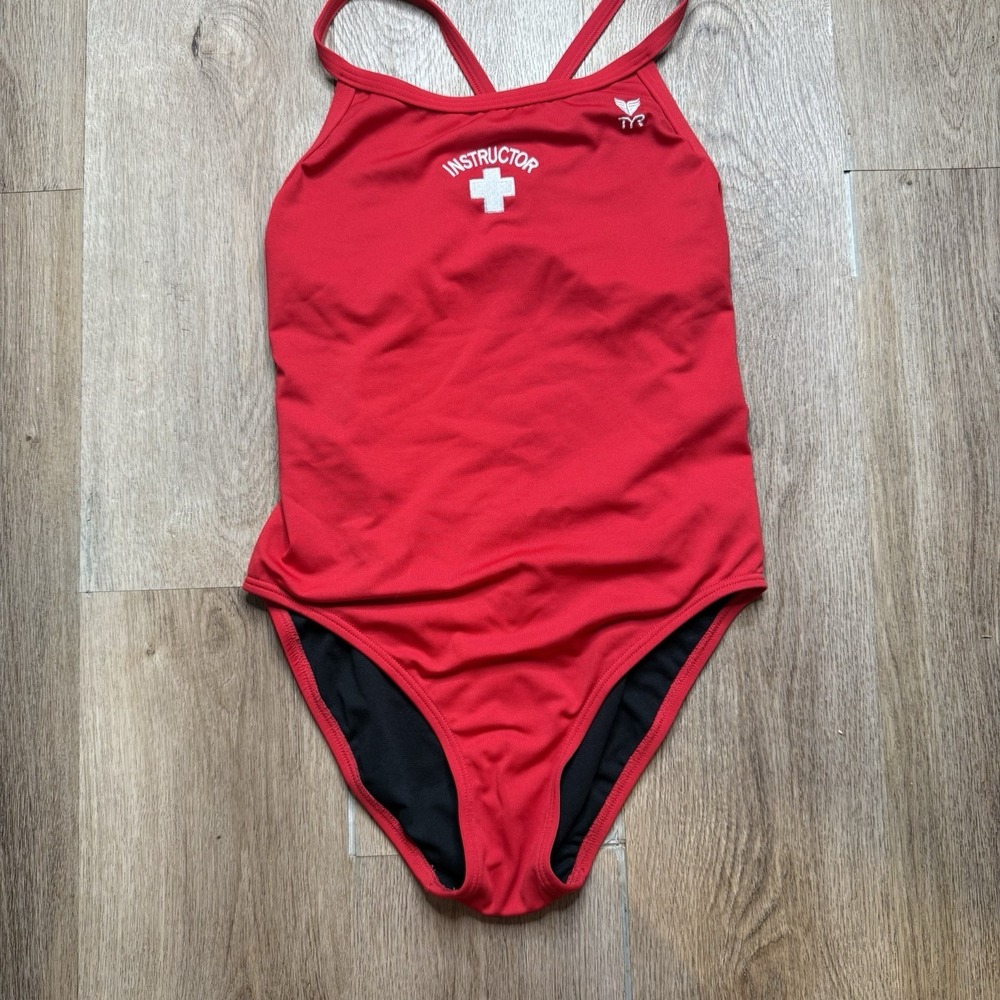 TYR‎ one-piece red Instructor swimsuit size 38 racerback LifeGuard Costume